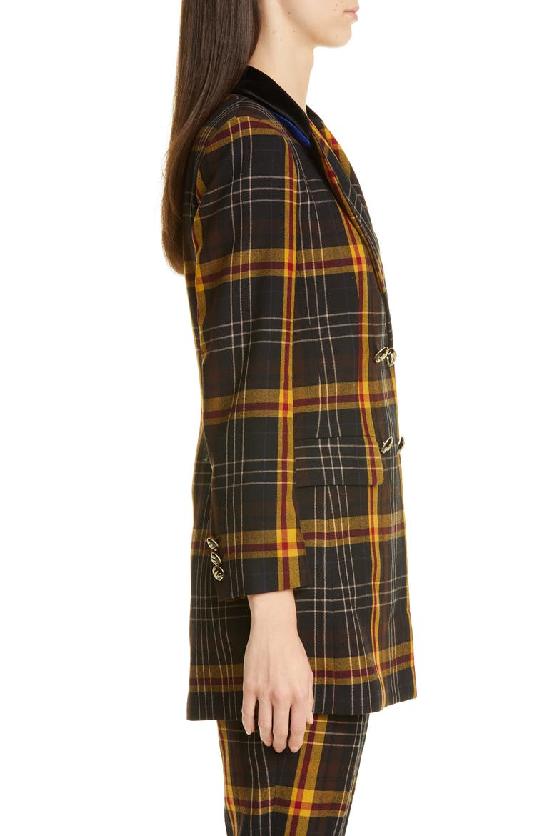Tartan Wool Blazer, Alternate, color, BLACK