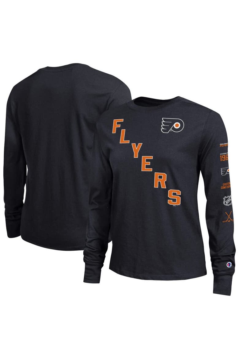 Women's Champion  Black Philadelphia Flyers 2-Hit Long Sleeve T-Shirt, Main, color, Black