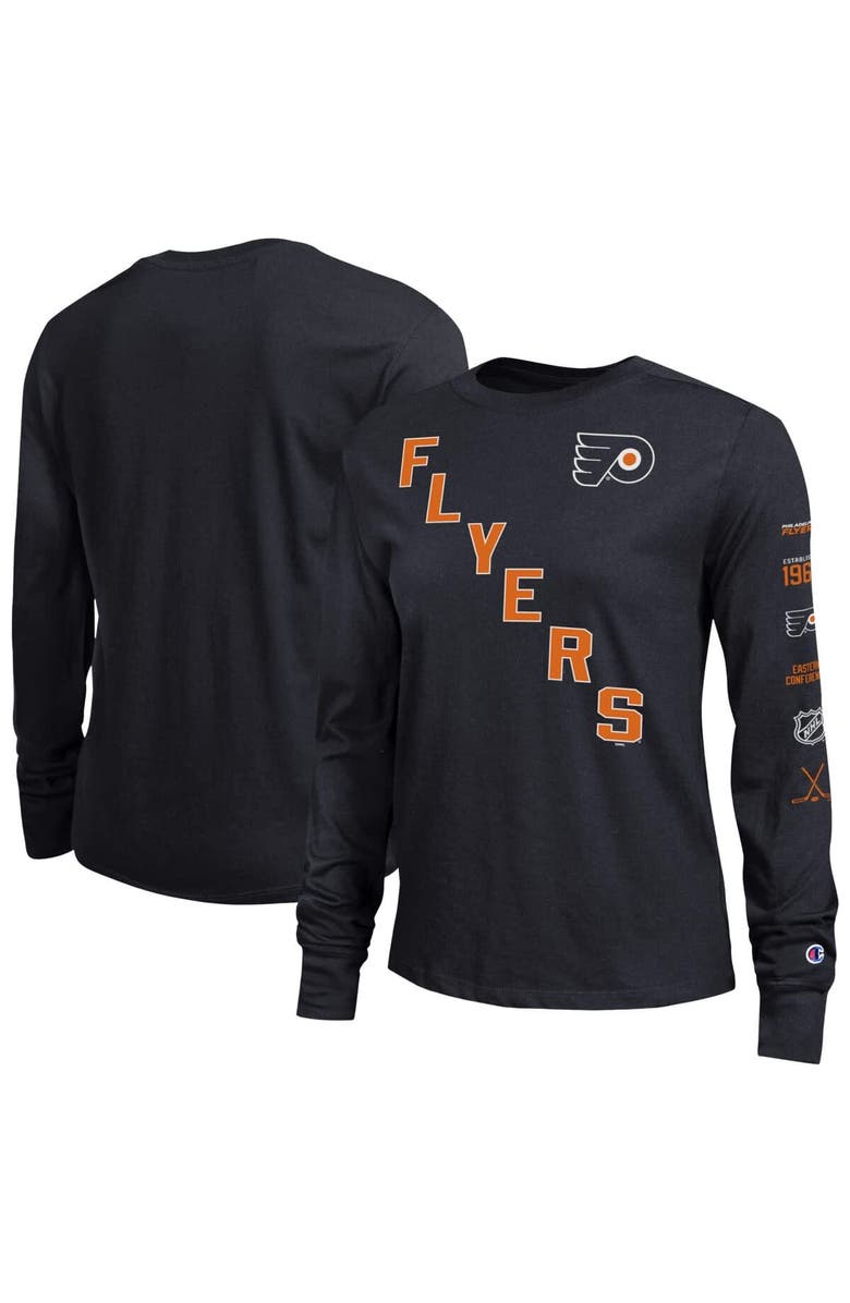 Champion Women's Champion  Black Philadelphia Flyers 2-Hit Long Sleeve T-Shirt, Main, color, Black