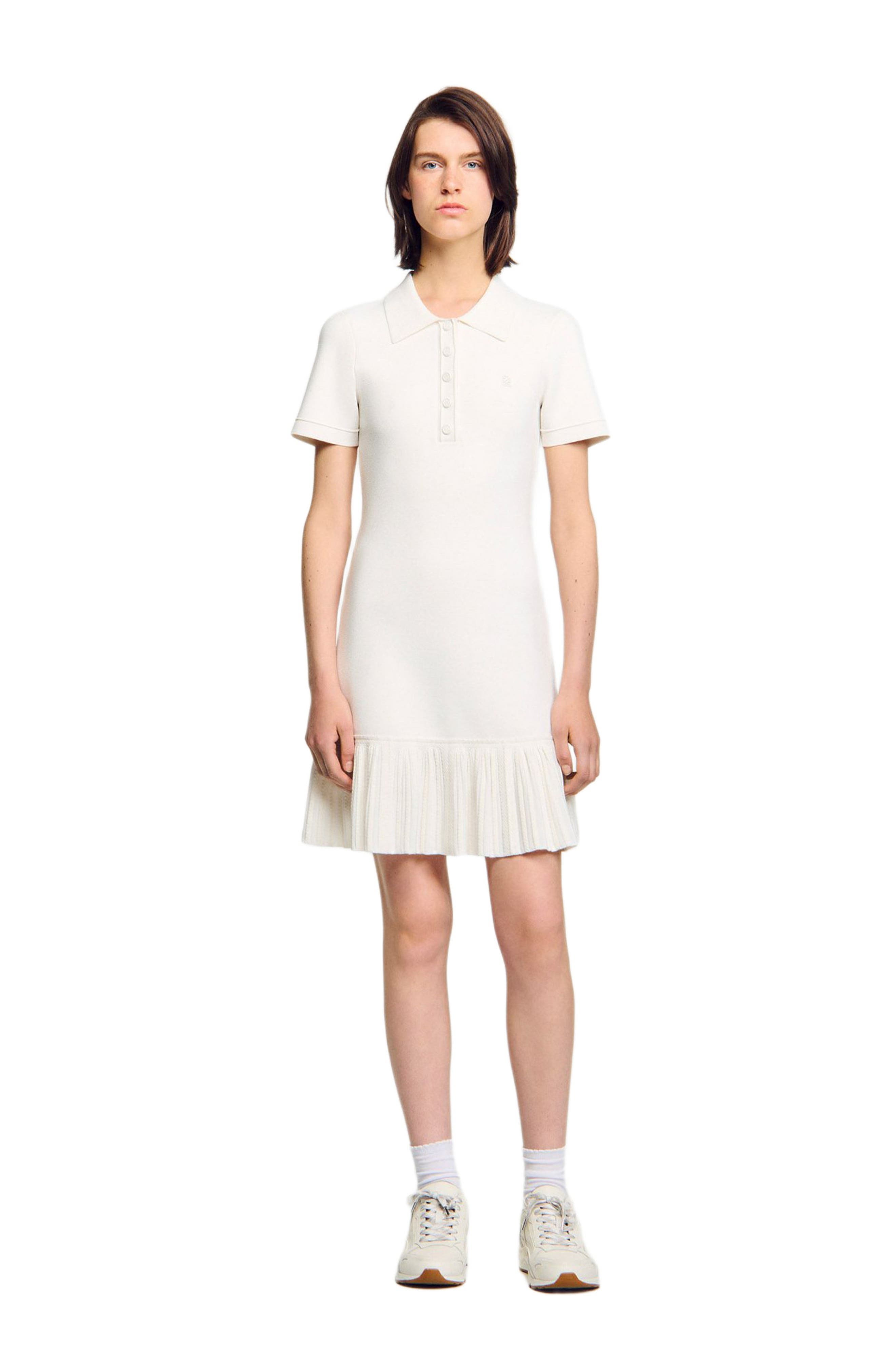 Short knit dress with polo neck