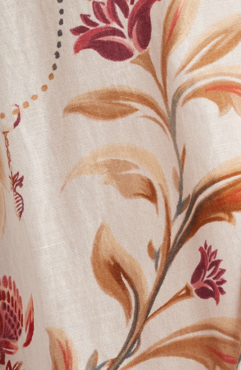 FARM Rio Royal Garden Print Cotton Peasant Top, Alternate, color, Sand