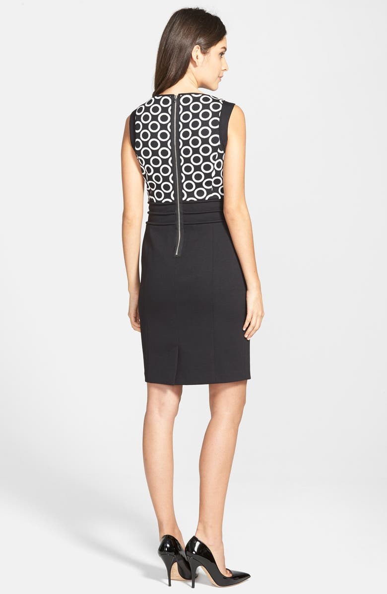 Ellen Tracy Colorblock Piqué & Ponte Sheath Dress, Alternate, color, 