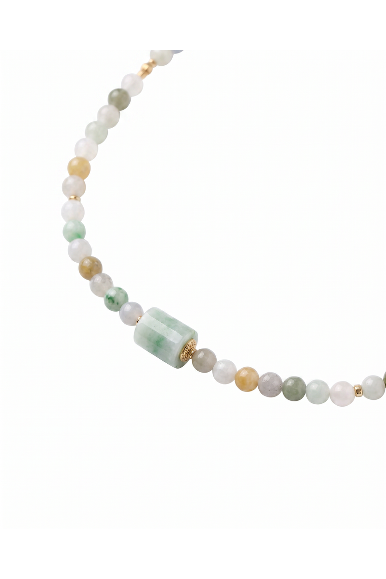 Mosaic Caila Green Jade Barrel Bead Necklace, Alternate, color, Green