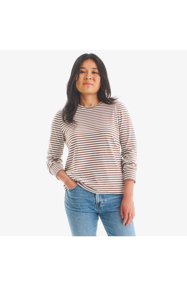 Primary Adult Long Sleeve Everyday Stripe Tee, Alternate, color, Ivory Acorn Stripe