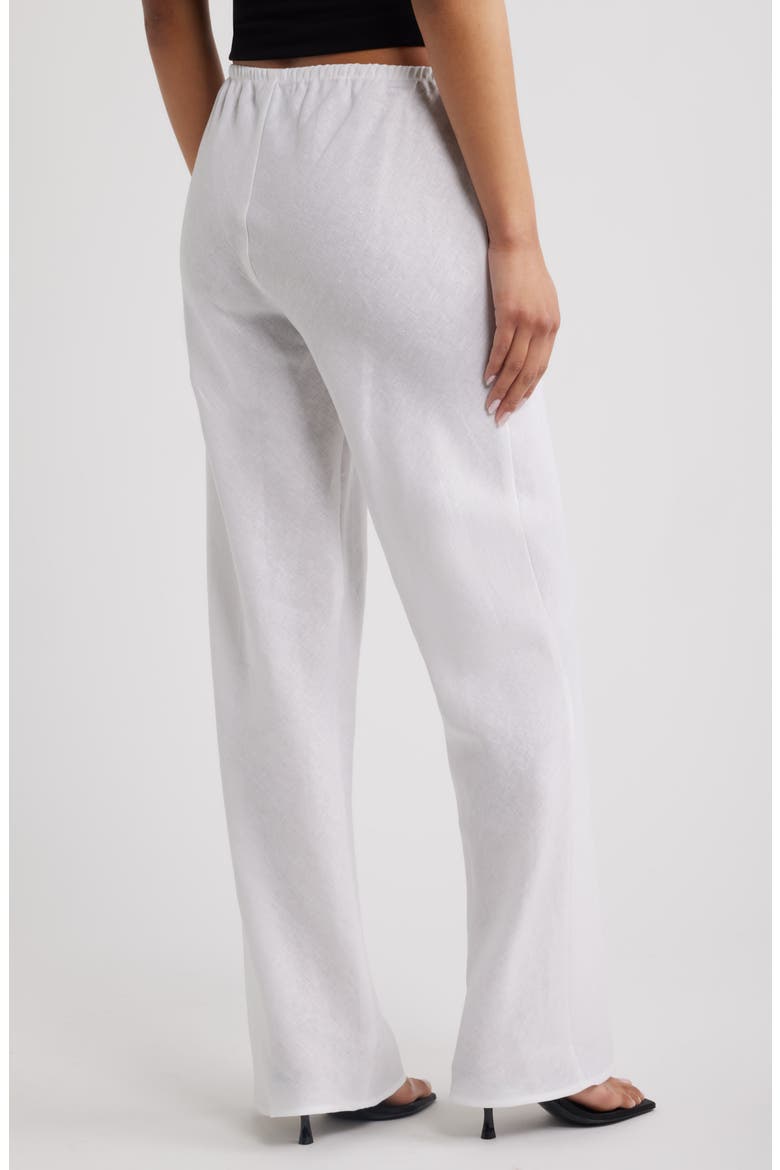 Gale High Waist Linen Pants, Alternate, color, WHITE