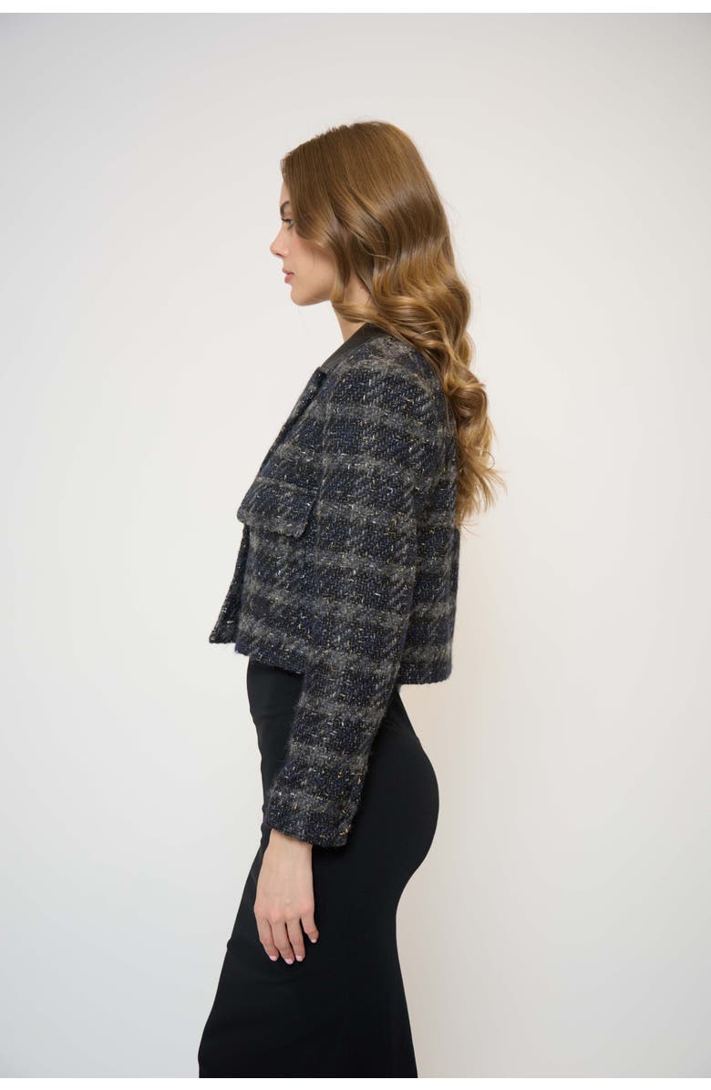 Central Park West Colette Lurex Houndstooth Jacket, Alternate, color, Black