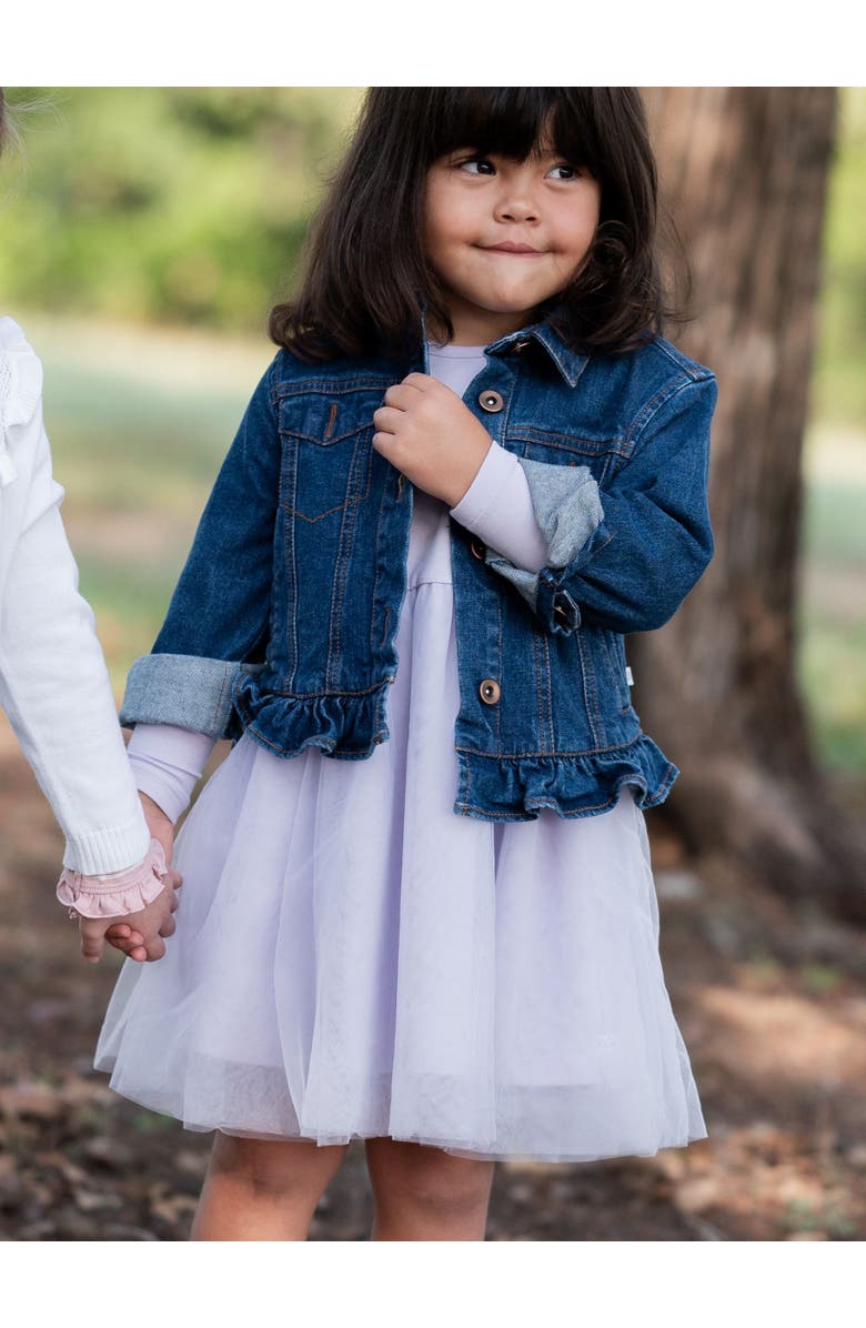 RuffleButts Girls Long Sleeve Tulle Twirl Dress, Alternate, color, 