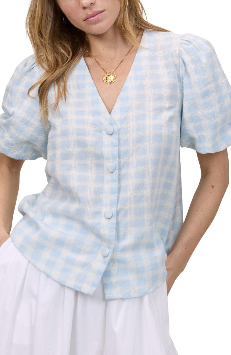 Nobody's Child Brooke Puff Sleeve Top, Alternate, color, Blue