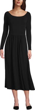 Lands' End Cotton Modal Off Shoulder Midi Dress