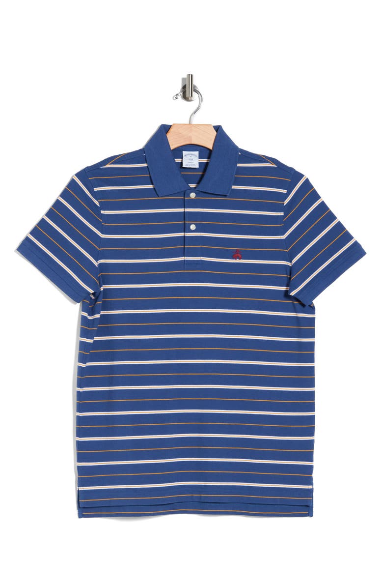 Brooks Brothers Stripe Short Sleeve Cotton Polo, Alternate, color, Blue Multi