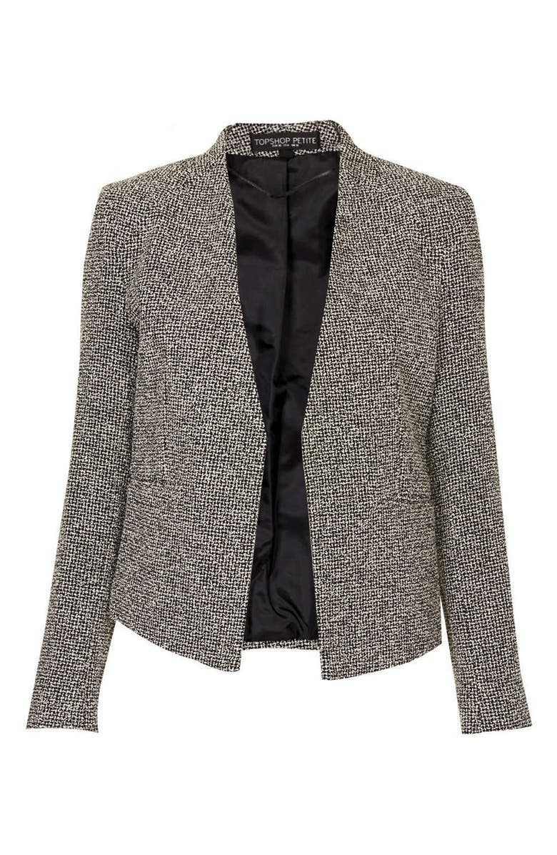 Topshop 'Bonnie' Collarless Textured Blazer, Alternate, color,