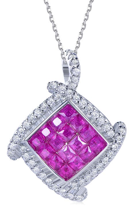 Cubic Zirconia Cushion Pendant Necklace