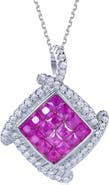 SUZY LEVIAN Cubic Zirconia Cushion Pendant Necklace
