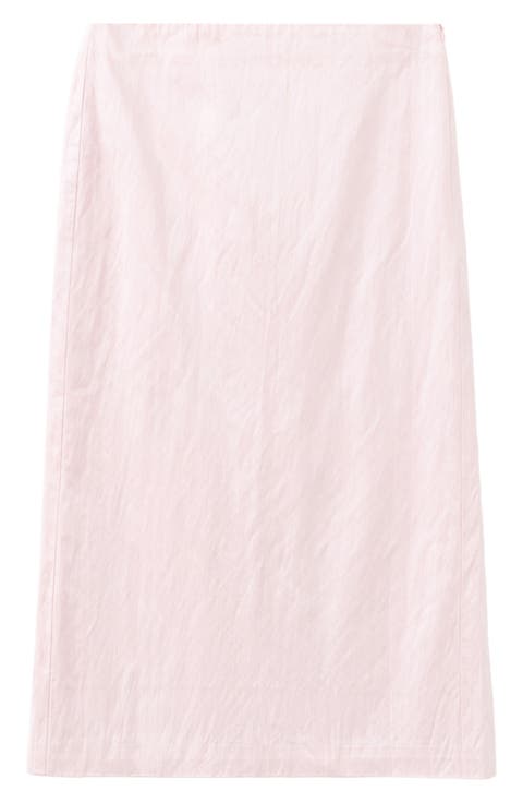Metallic Satin Midi Skirt