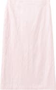 MANGO Metallic Satin Midi Skirt