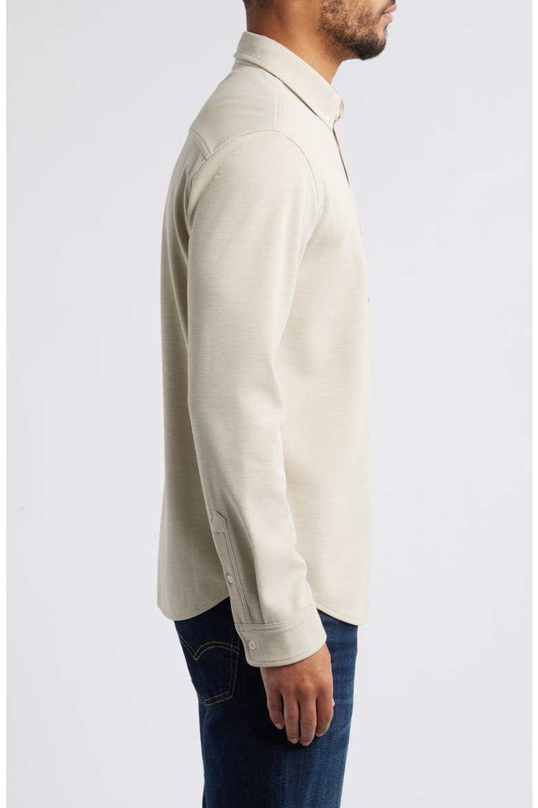 Vincent Bird's Eye Knit Button-Down Shirt, Alternate, color, CASHEW