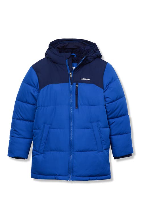 Lands' End Kids'  Boys Water Resistant High Pile Lined Coat In Blue