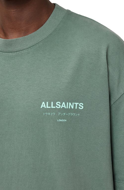 Allsaints Underground Oversized Crew Neck T-shirt In Smokey Green