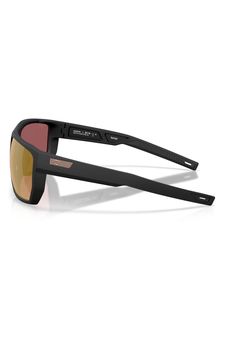 Costa Del Mar Santiago 63mm Oversize Polarized Rectangular Sunglasses, Alternate, color, Black/ Gold