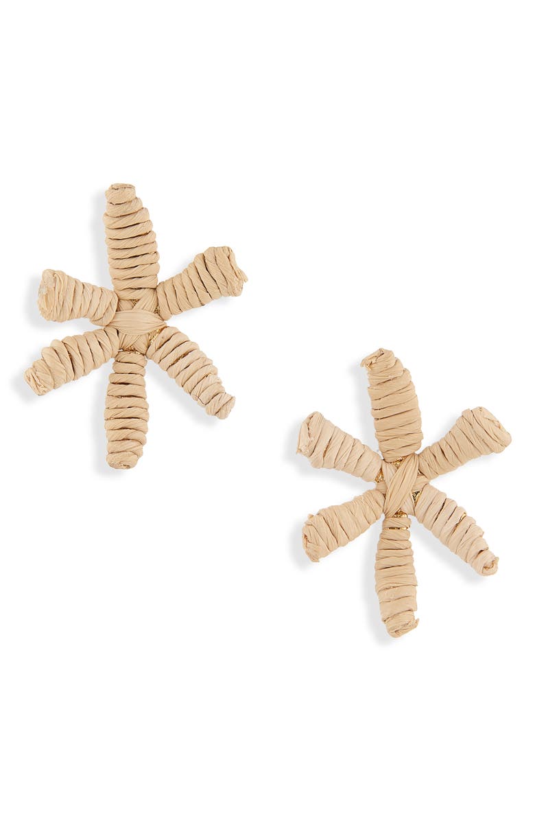 Lele Sadoughi Raffia Floral Stud Earrings, Main, color, Natural