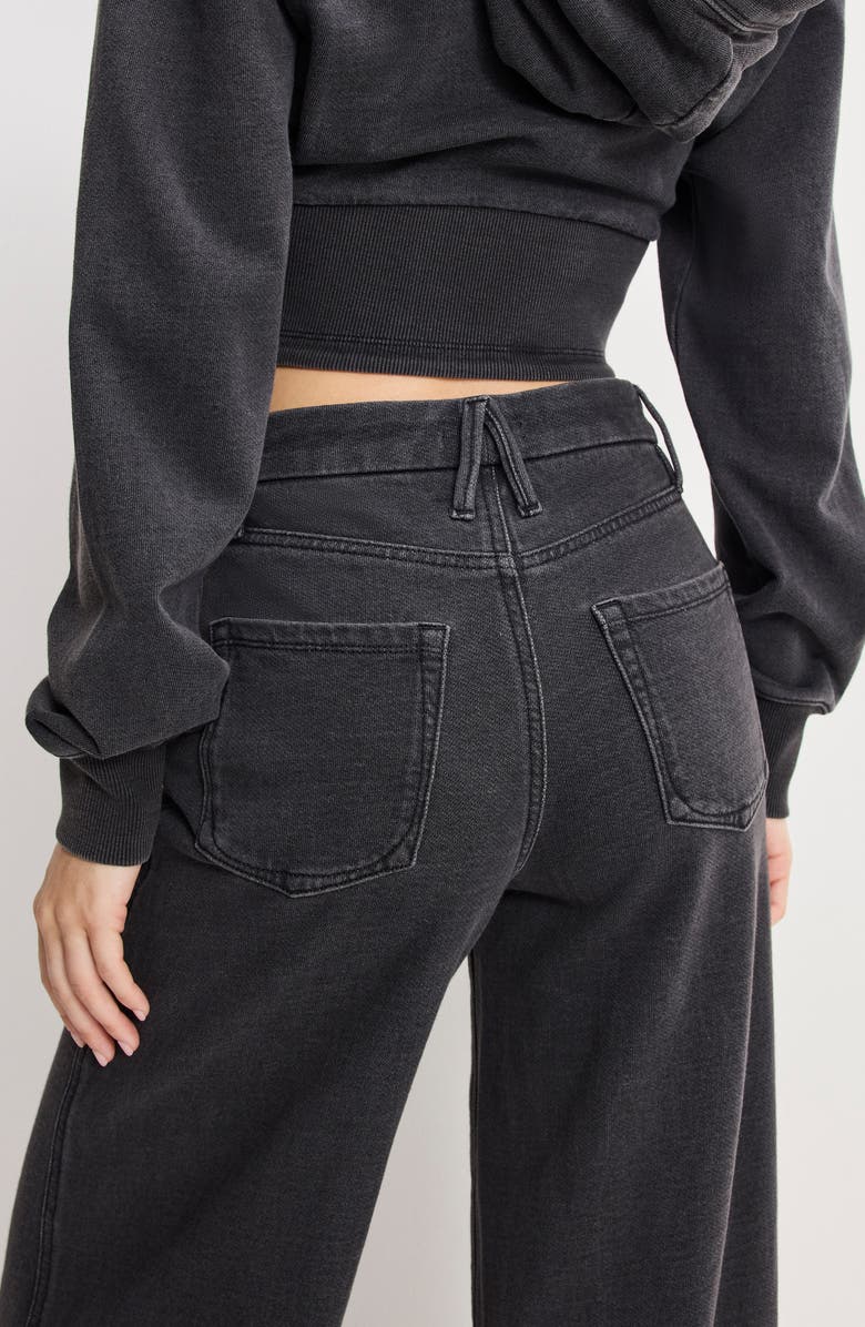 Good American Jeanius Good Skate High Waist Crop Wide Leg Jeans, Alternate, color, Black430