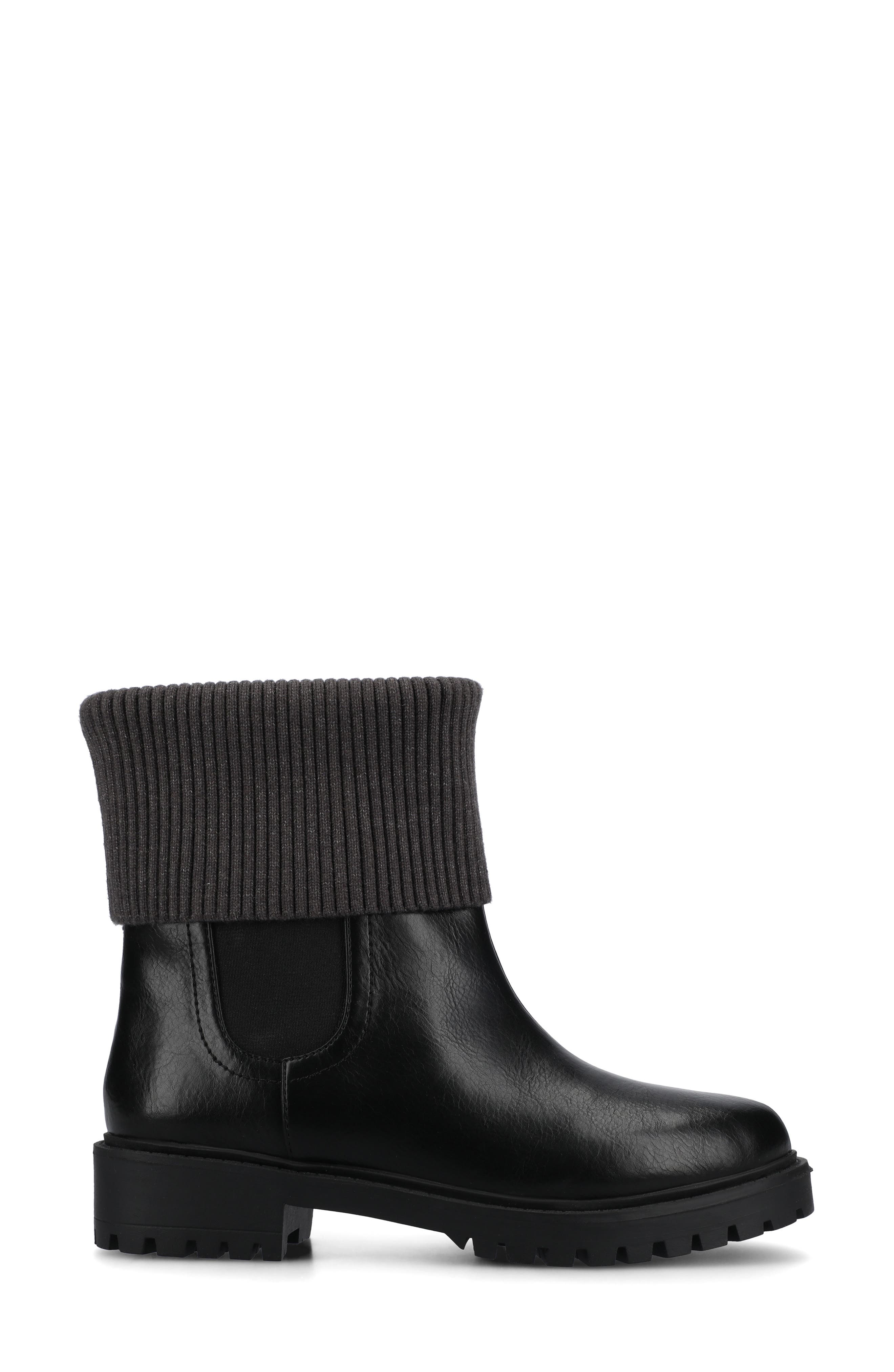Isabeau Knit Collar Chelsea Boot - Wide Width Available, Alternate, color, BLACK