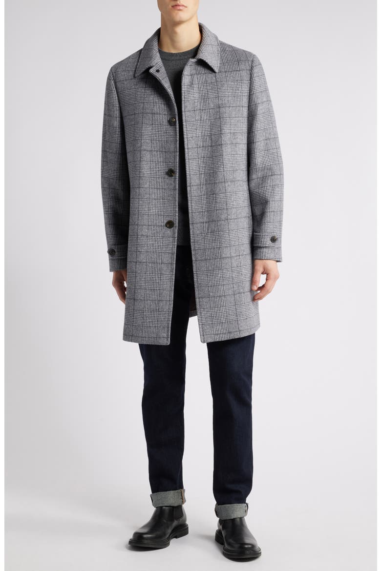 Armitage Wool Blend Topcoat, Main, color, LIGHT GREY PLAID