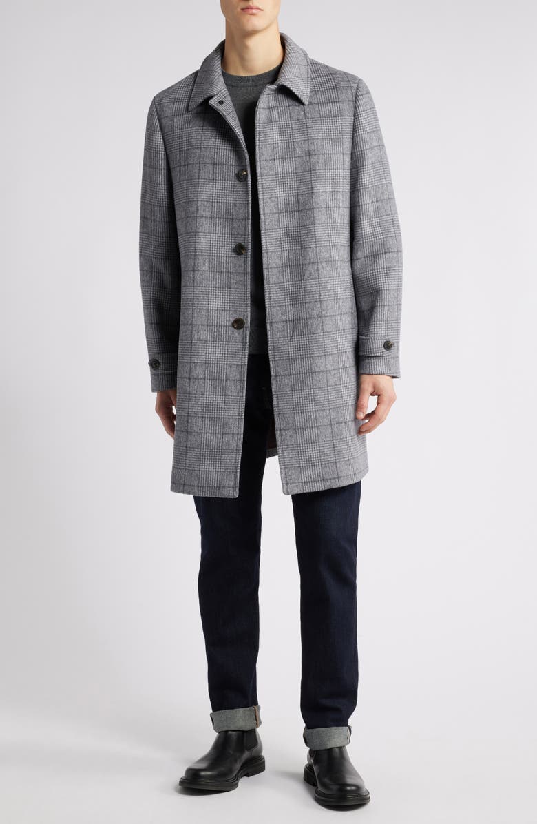 Hart Schaffner Marx Armitage Wool Blend Topcoat, Main, color, Light Grey Plaid