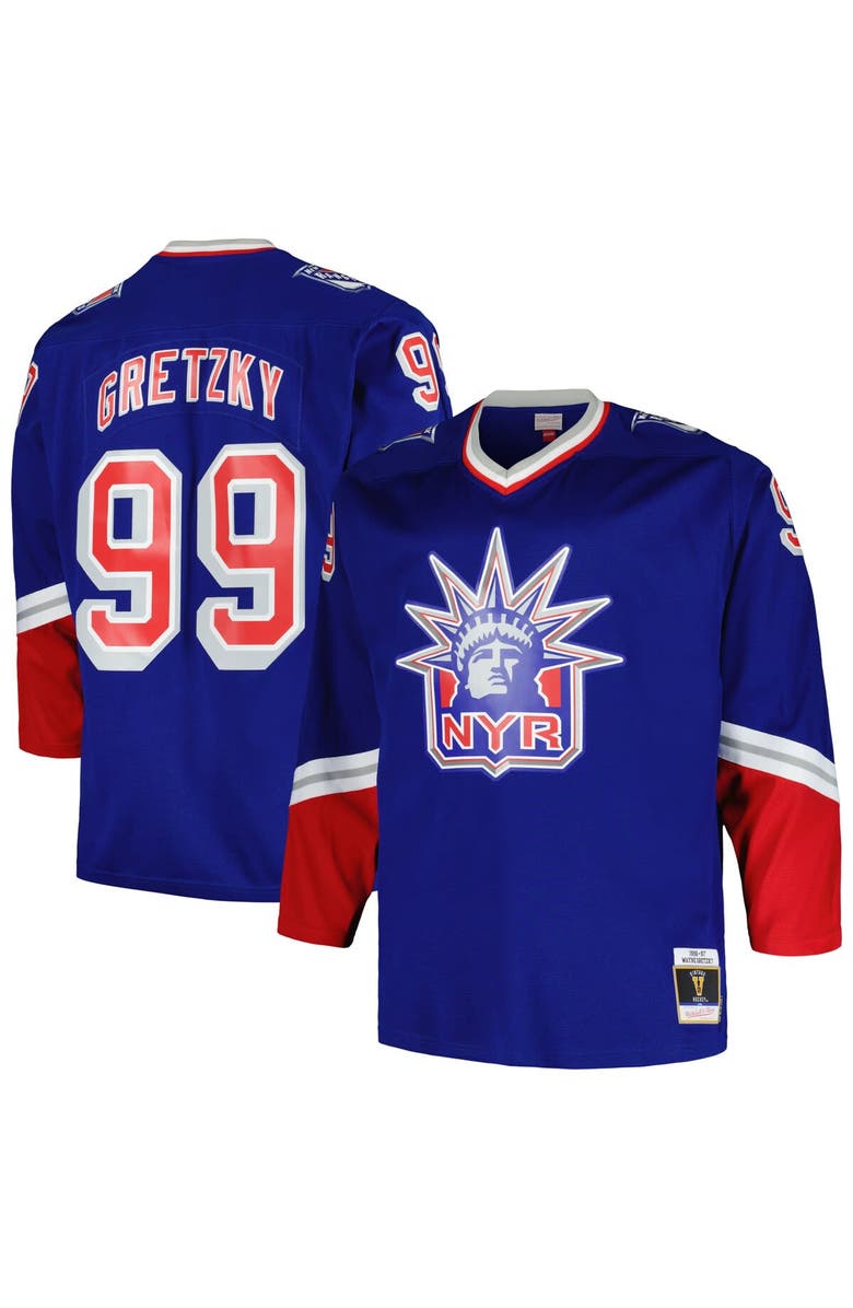 Mitchell & Ness Men's Mitchell & Ness Wayne Gretzky Blue New York Rangers Big & Tall Blue Line Player Jersey, Main, color, 