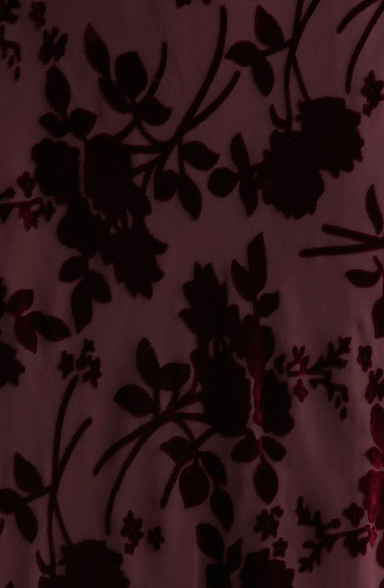 ASTR the Label Floris Floral Burnout Velvet Maxi Dress, Alternate, color, Wine