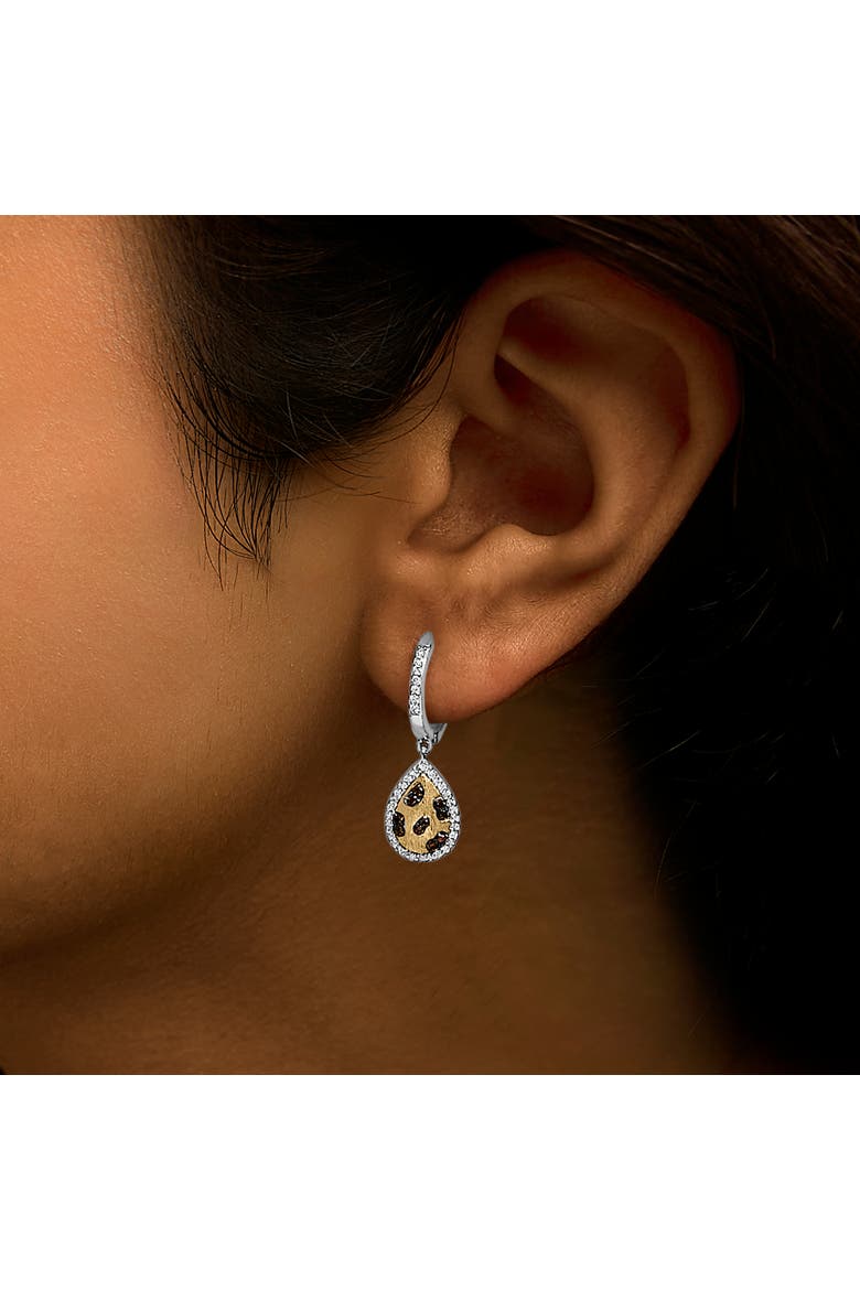 10K Yellow Gold Plated Sterling Silver 1/3 Cttw Multi Color Diamond Pear Shape Dangle Earrings, Alternate, color, Silver