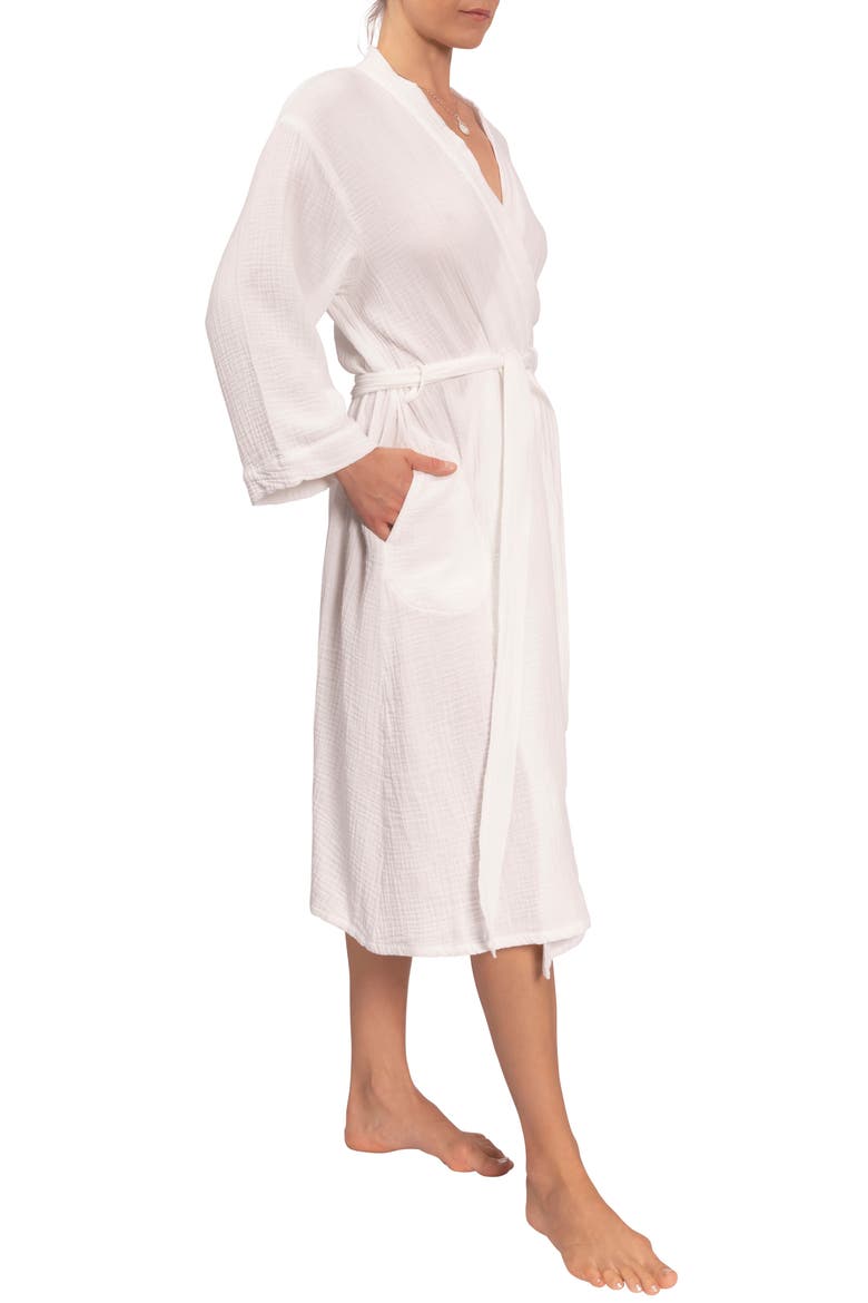 Nora Cotton Gauze Robe, Alternate, color, WHITE