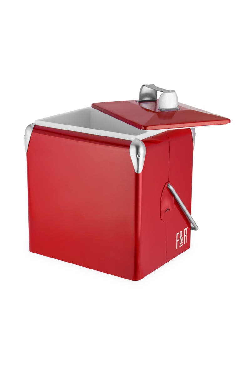 Vintage Metal Cooler, Alternate, color, Red
