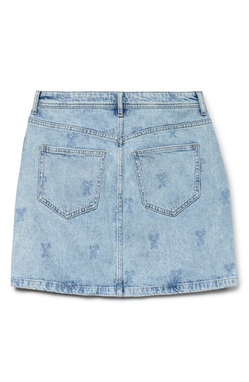 Vero Moda Embroidered Bow Denim Miniskirt In Light Blue Denim