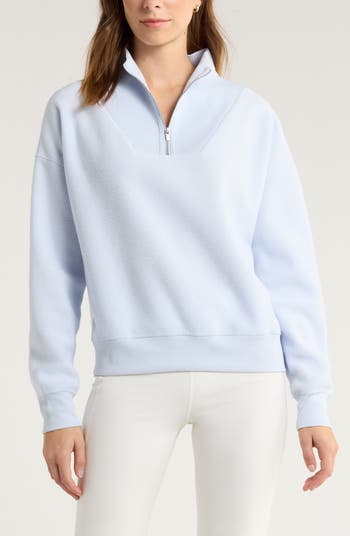 Zella Cozy Bouclé Quarter Zip Sweatshirt | Nordstrom
