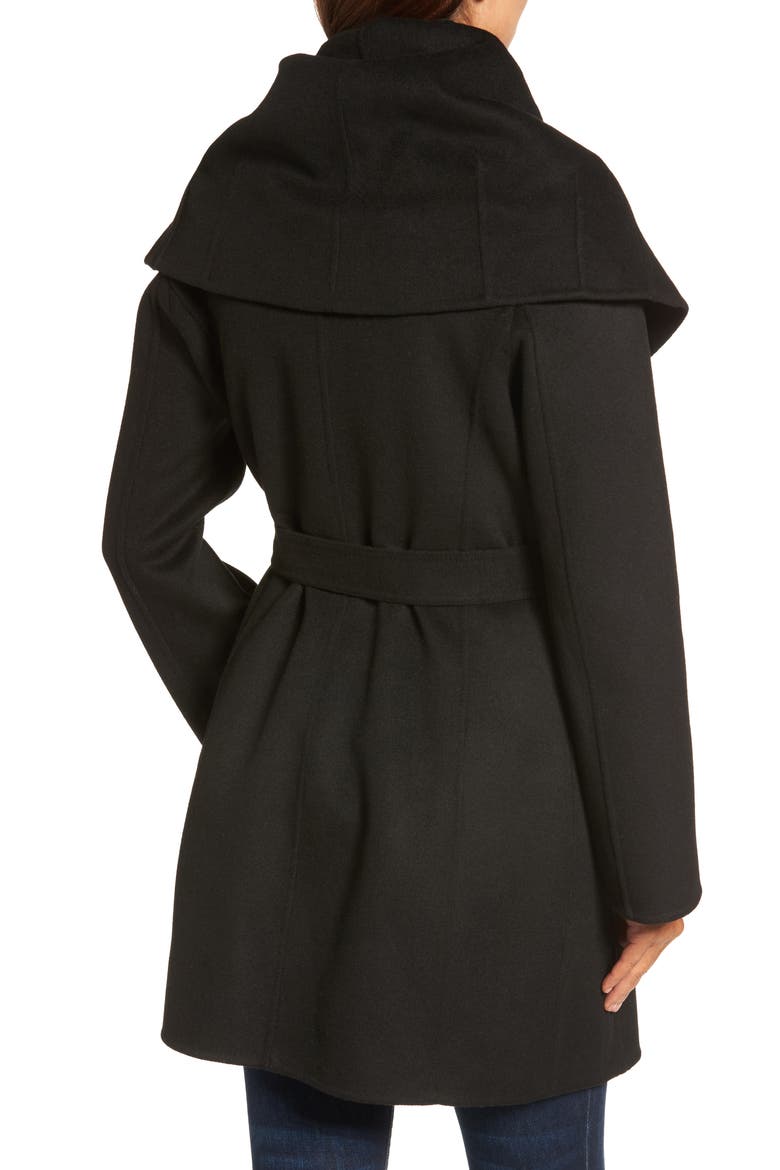 Marla Double Face Wool Blend Wrap Coat, Alternate, color, BLACK