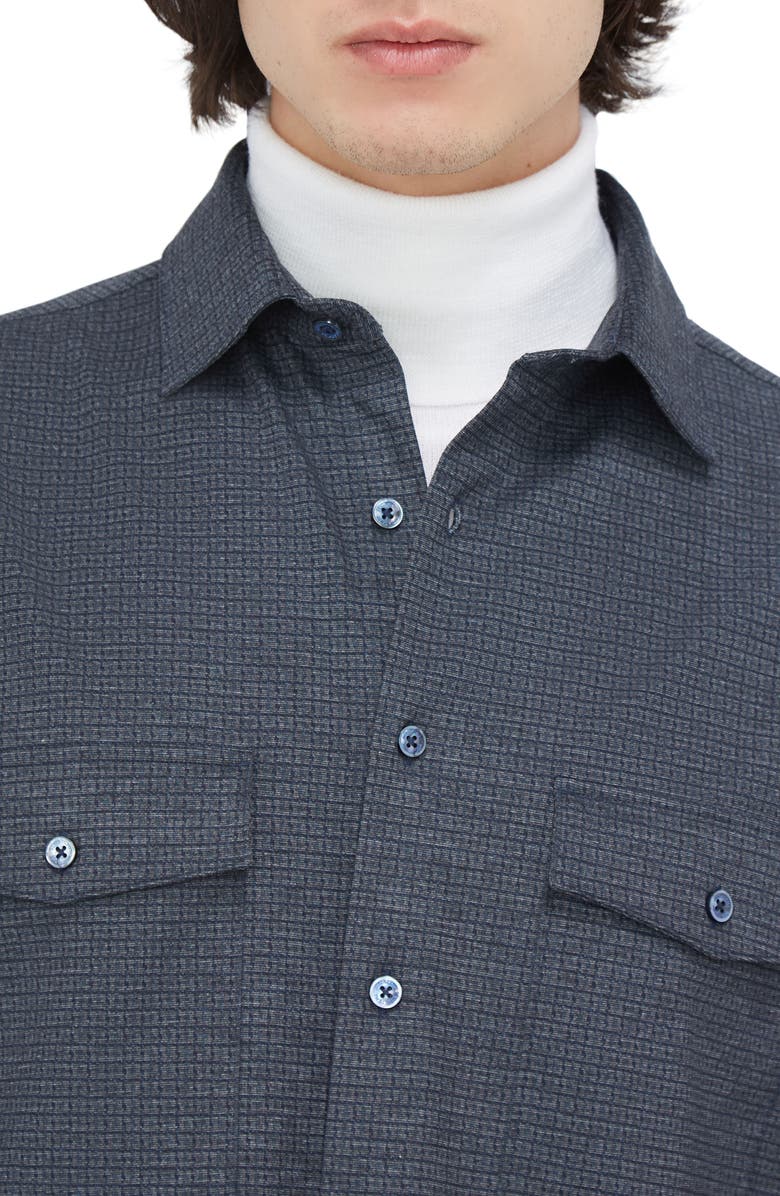 Bugatchi Check Knit Shirt Jacket, Alternate, color, Navy