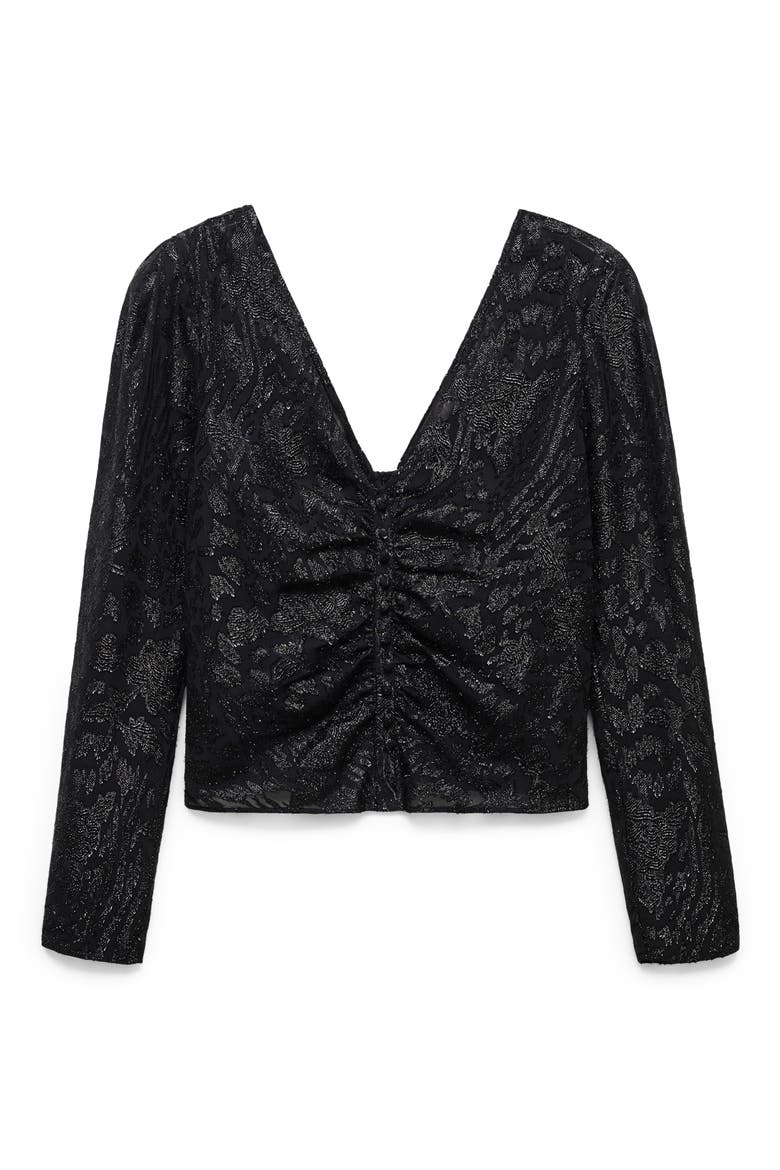 Floral Fil Coupé Jacquard Knit Top, Alternate, color, BLACK
