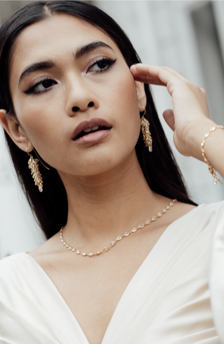 Freya Rose Oval Crystal Framed Necklace, Alternate, color, Gold