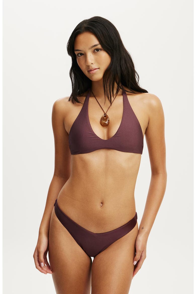 Women's Scoop Neck Halter Bikini Top, Main, color, Plum Kiss Shimmer