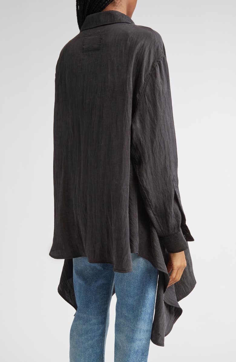 R13 Draped Front Button-Up Shirt, Alternate, color, Black