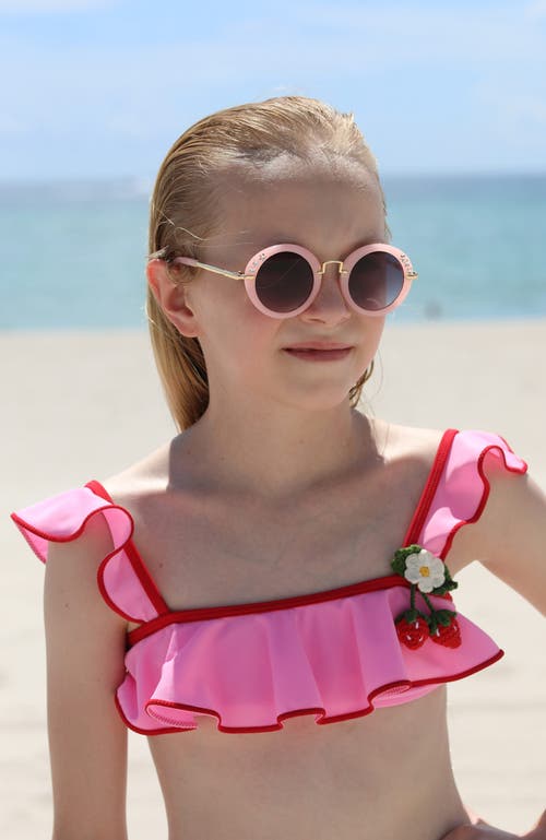 Nessi Byrd Kids' Ruffle Hand-crochet 3d Strawberry Detail Two-piece Swimsuit