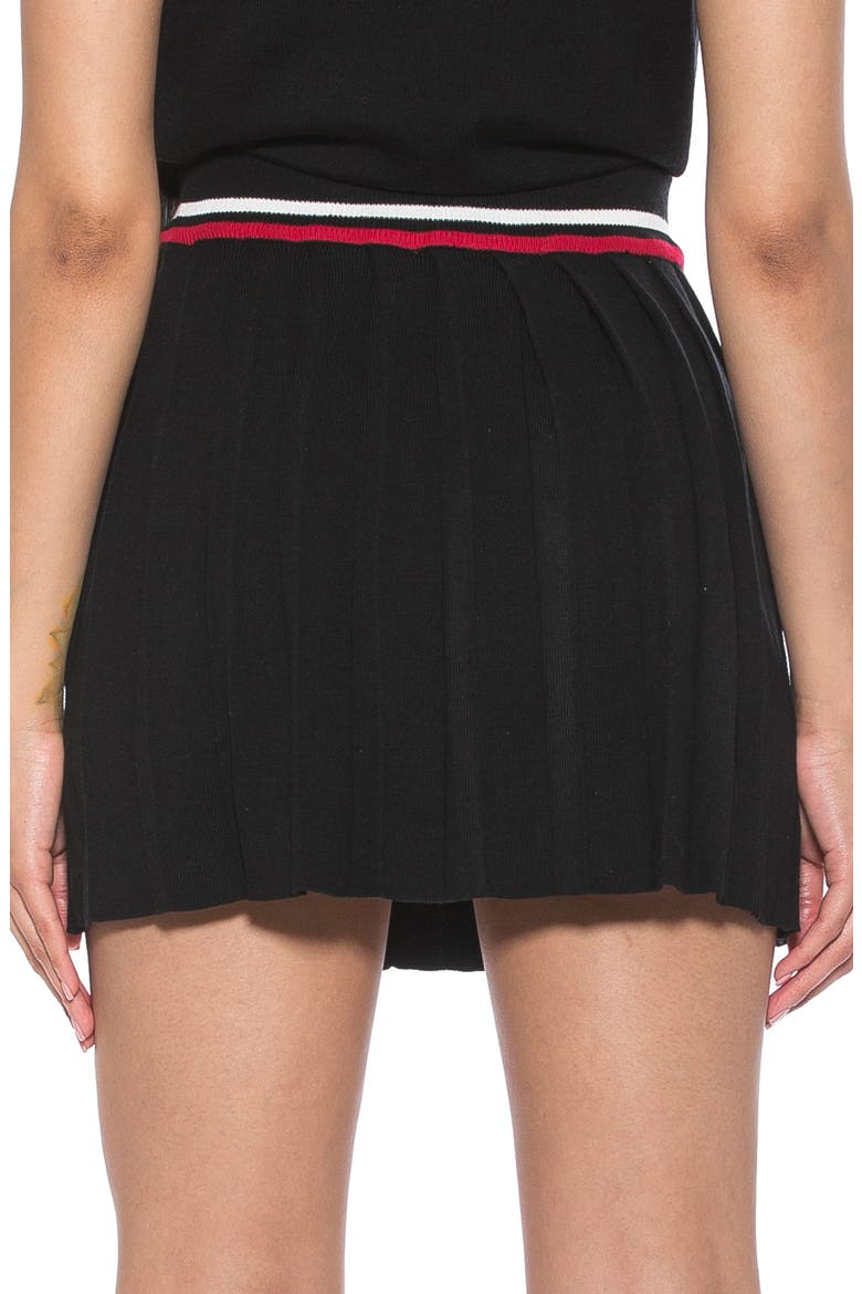 Serena Pleated Knit Miniskirt, Alternate, color, BLACK