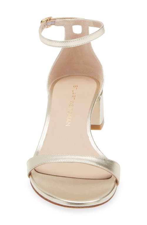 Stuart Weitzman Nudist Metallic Ankle-strap Sandals In Light Gold