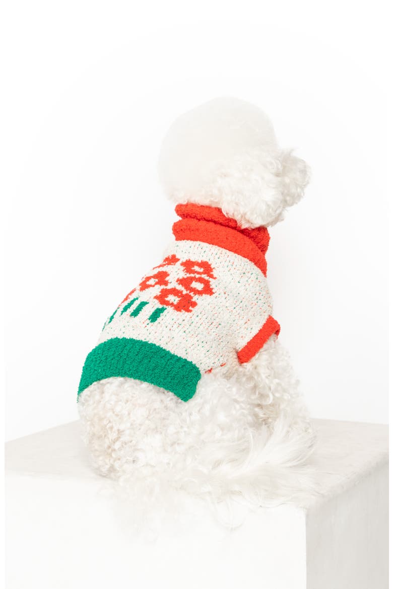 Flower Turtleneck Pet Sweater, Alternate, color, RED
