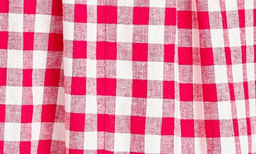 WAYF WAYF GRACIE GINGHAM LINEN BLEND MIDI DRESS 