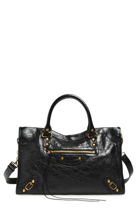 Medium Le City Crinkled Leather Tote