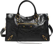 Balenciaga Medium Le City Crinkled Leather Tote