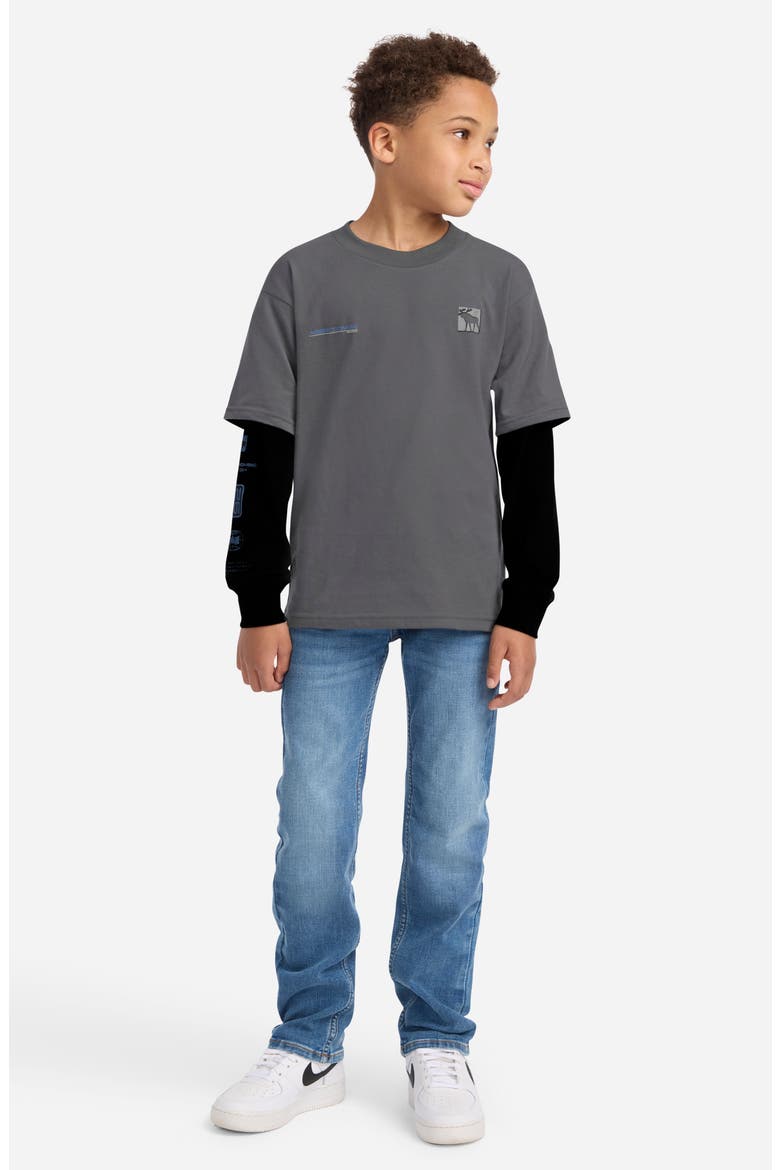 Kids' Racetrack Layered Long Sleeve Graphic T-Shirt, Alternate, color, CASTLEROCK