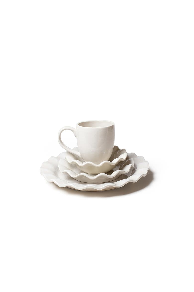 Signature White Ruffle 4 Piece Place Setting, Alternate, color, White